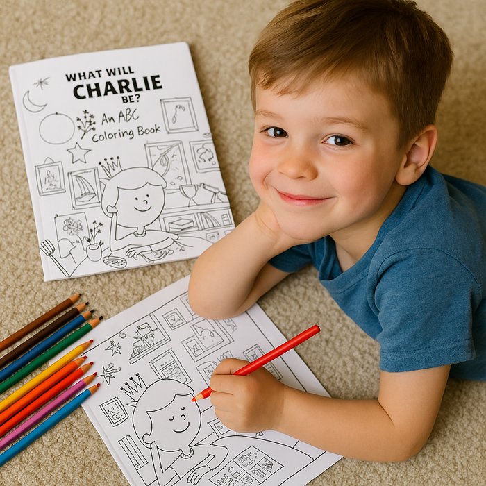 Interior preview 3 from ABC - What Will I Be? (The Coloring Book!), a personalized children’s book
