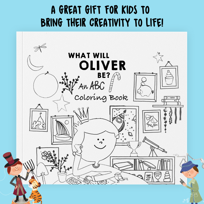 Interior preview 2 from ABC - What Will I Be? (The Coloring Book!), a personalized children’s book