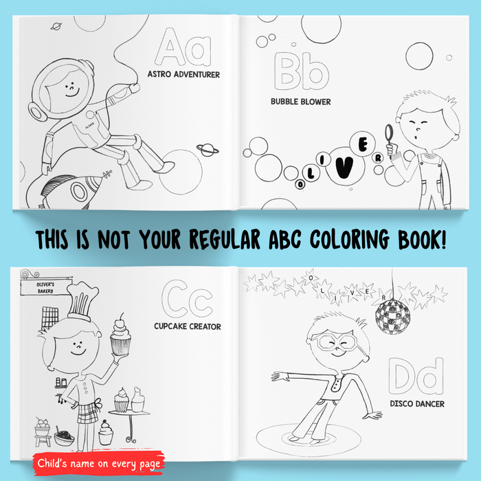Interior preview 4 from ABC - What Will I Be? (The Coloring Book!), a personalized children’s book