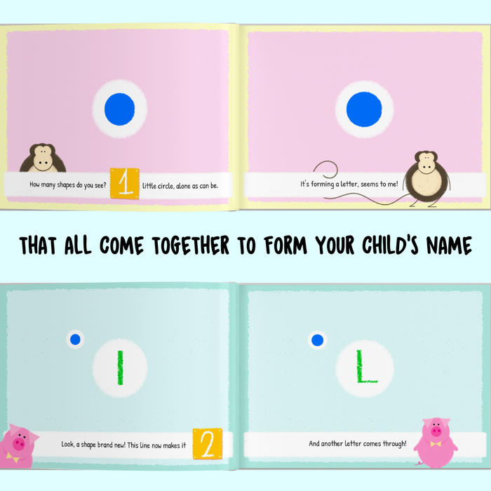 Interior preview 4 from Letters, Numbers & Me, a personalized children’s book