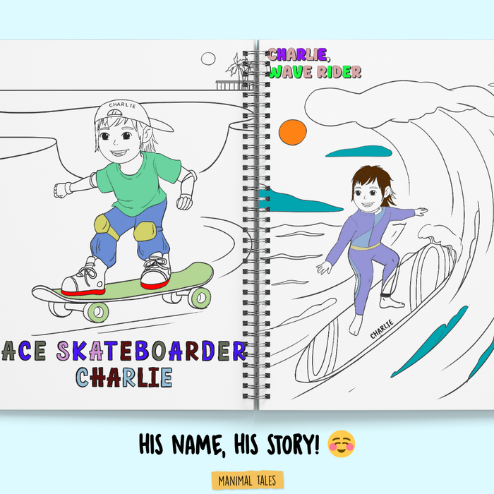 Interior preview 4 from My Coloring Book, Just for Me! (for Amazing Boys!), a personalized children’s book