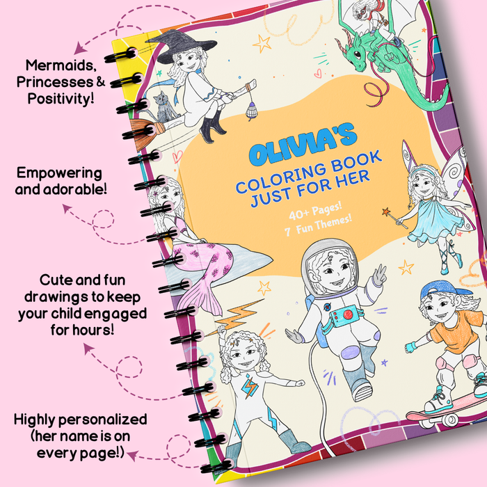 Interior preview 4 from My Coloring Book, Just For Me! (For Girls), a personalized children’s book