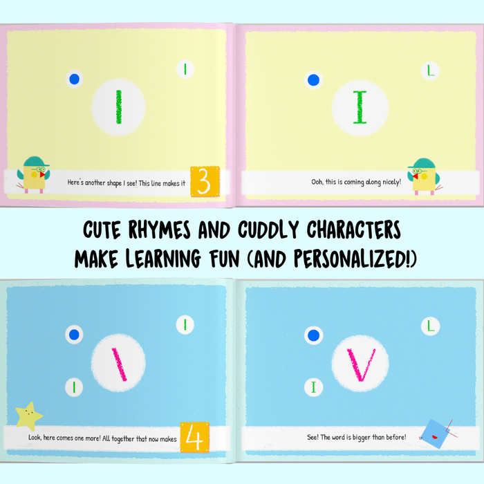 Interior preview 5 from Letters, Numbers & Me, a personalized children’s book