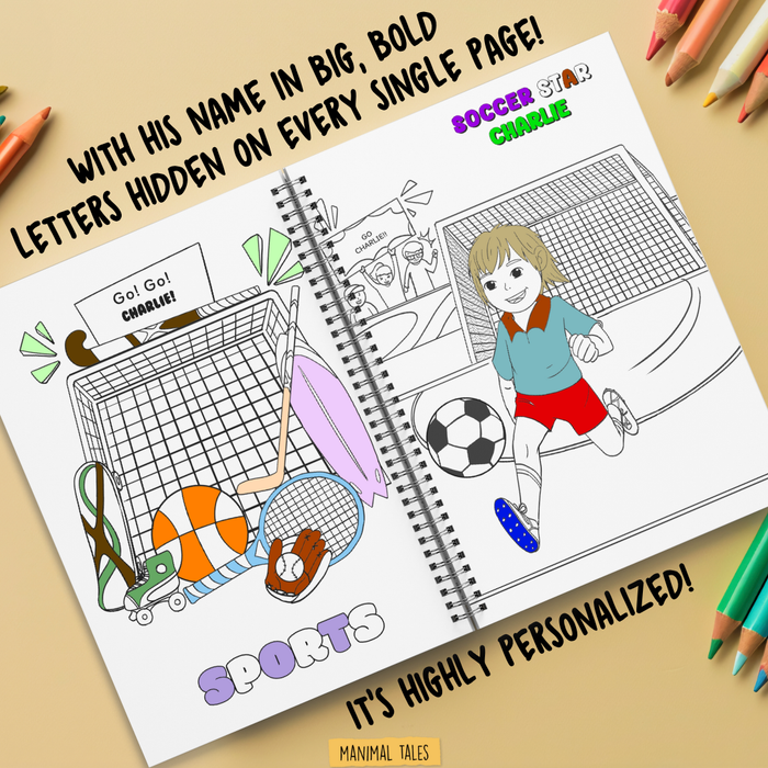 Interior preview 5 from My Coloring Book, Just for Me! (for Amazing Boys!), a personalized children’s book