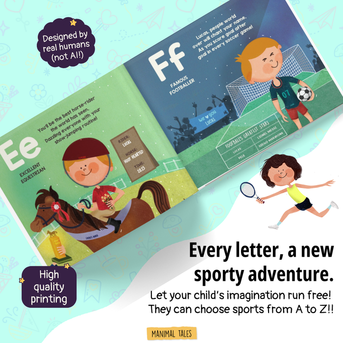 Interior preview 4 from ABC - What Will I Be: Sports Edition!, a personalized children’s book