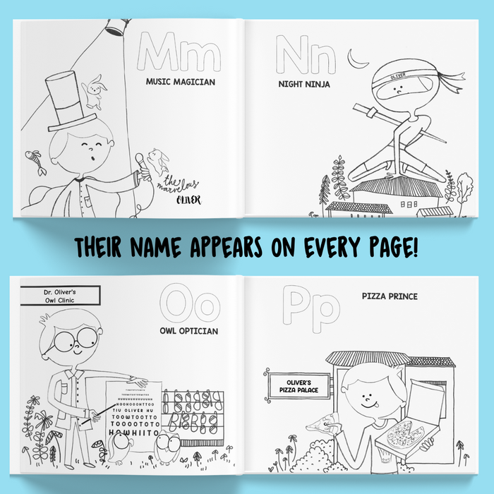 Interior preview 7 from ABC - What Will I Be? (The Coloring Book!), a personalized children’s book