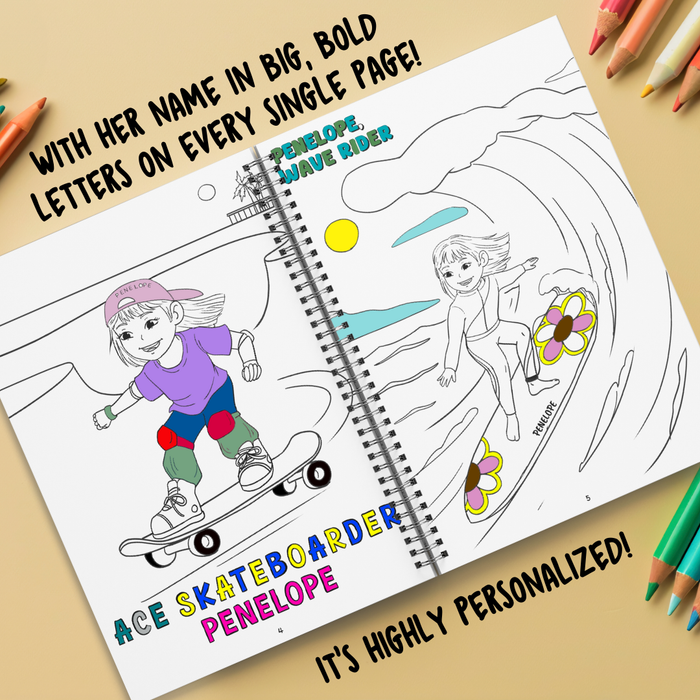 Interior preview 6 from My Coloring Book, Just For Me! (For Girls), a personalized children’s book