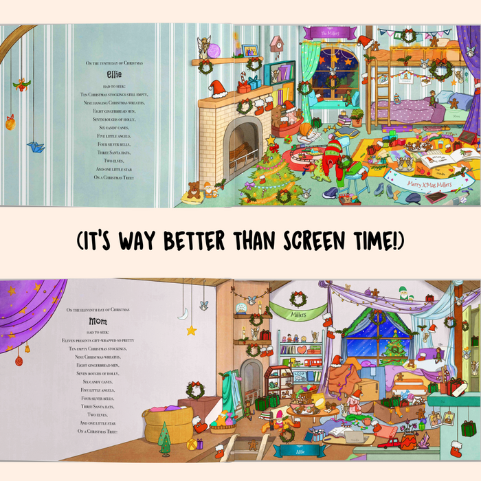 Interior preview 8 from 12 Days of Christmas Seek and Find Family Book, a personalized children’s book
