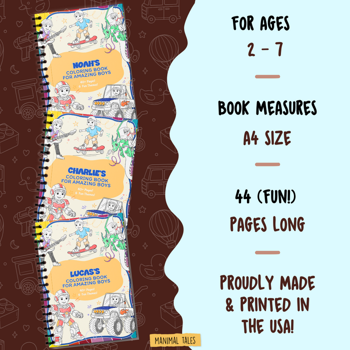 Interior preview 7 from My Coloring Book, Just for Me! (for Amazing Boys!), a personalized children’s book